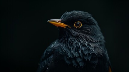 Fototapeta premium AI generated illustration of a black bird on a black background