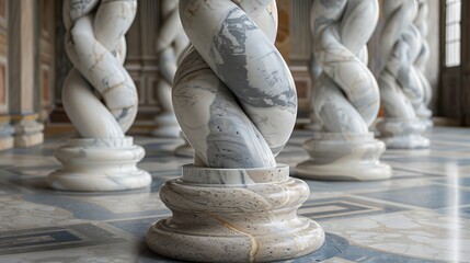 AI generated illustration of knotted marble columns - obrazy, fototapety, plakaty