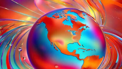 American Vista: Abstract Globe Highlighting North America