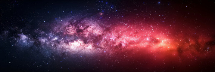 background with space, Clouds streak across the red Milky Way, galaxy with stars on night starry sky Panorama view universe space, red nebula	
