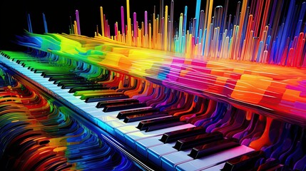Abstract colorful piano keyboard. Ai Generative