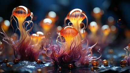 some jellies are growing in a pond near the ocean - obrazy, fototapety, plakaty
