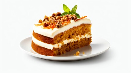 AI generated illustration of a slice of a carrot cake on a plate