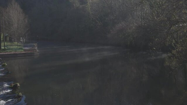 Footage of the recreational area of Chelo and the river Mondeo near Betanzos, A Coruna, Spain