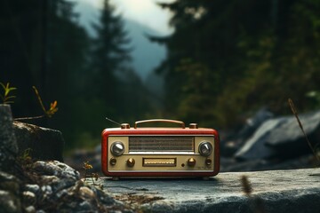 AI generated illustration of a vintage radio on the road