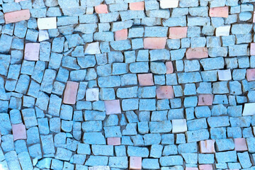 Colorful stone background. Blue background pattern texture. Copy space for text or design. Horizontal image.