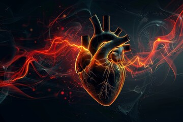 Abstract human heart concept with glowing lifes energy