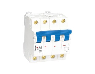 Four Pole MCB Miniature Circuit Breakers Isolated on White Background