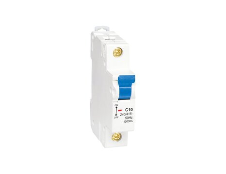 Single Pole MCB Miniature Circuit Breakers Isolated on White Background
