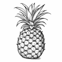 Pineapple in hand drawn, handwritten style on white background