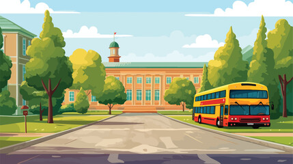 High school exterior cartoon vector elements . educ