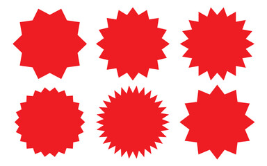 Starburst speech bubble set oval shape. A set of stars with different number of rays. Vector illustration