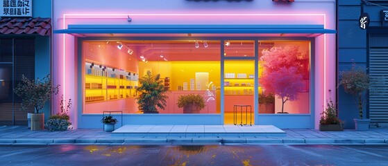 Dreaming in colors, a storefront designed for 3D wanderlust ,3DCG,clean sharp focus - obrazy, fototapety, plakaty