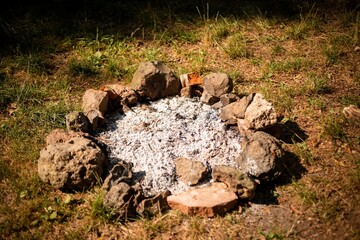 Bonfire preparation in the nature