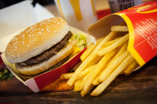 Big Mac hamburger menu in a McDonald's restaurant. Big Mac hamburger menu in a McDonald's restaurant. Minsk, Belarus, May 18, 2022