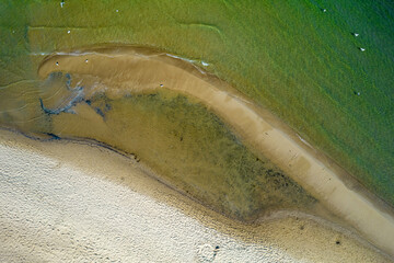Aerial view of the Baltic sea beach in Sopot, Poland