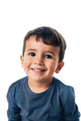 Little boy smiling on white background
