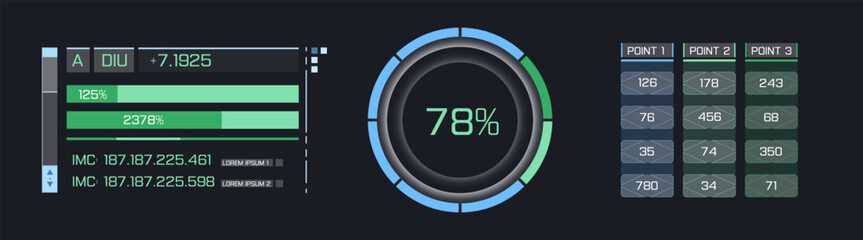 Futuristic hud dashboard display virtual reality technology screen. 
Big collection HUD, GUI elements for VR, UI design. Futuristic User Interface set. 
Statistics 