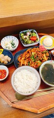 Vertical shot of different food on table