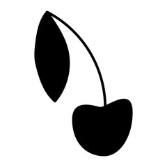 Cherries black silhouettes illustration. Cherry for design. Vector isolated on white background.