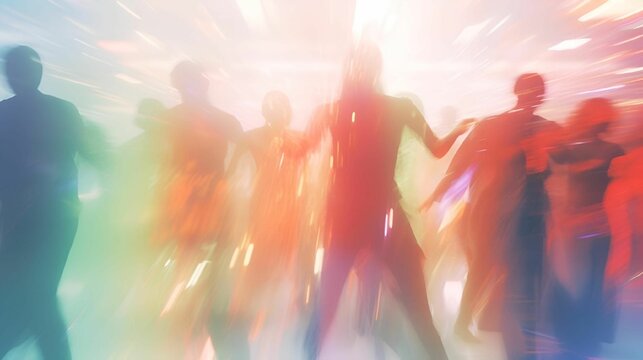 AI-generated illustration of colorful silhouettes of dancing people