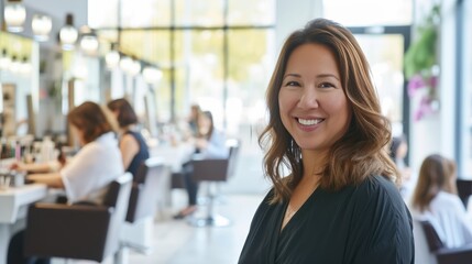 Fototapeta premium Enchanting Beauty Oasis: Salon Owner's Radiant Smile