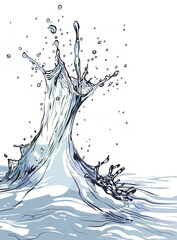 High Definition Vector Illustration of Blue Water Splash on White Background