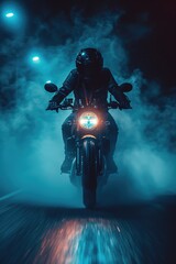 Synthwave Siren: Stylish Motorcycle Escape