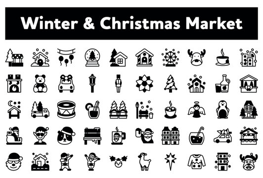 Vector illustration pack of "Winter and Christmas" related icons isolated on the white background