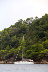 Sailing boat and beautiful Adriatic sea landscape in Croatia.