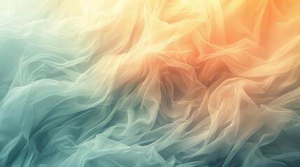 Abstract of flowing satin fabric, with smooth waves in a blend of orange and white hues. - obrazy, fototapety, plakaty