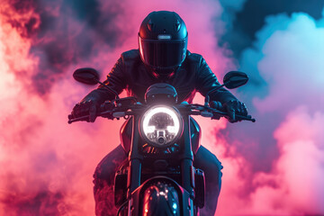 Cyberpunk Elegance: Cobra Motorcycle Rider