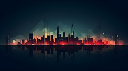 AI generated illustration of a nighttime shot of a metropolitan cityscape