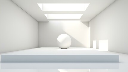 AI generated illustration of a white spherical object against a clean, empty backdrop