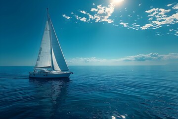 A stunning image of a yacht on a sunny day under blue skies. Concept Yacht Photography, Sunny Day,...