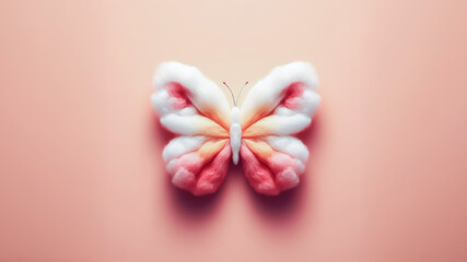 Obraz na płótnie Canvas Rainbow Butterfly Easter on Pastel background. Happy Easter Concept.