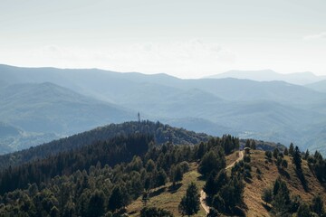 Beautiful shot of the city of Yaremche and the Carpathian Mountains