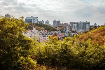 Foto op Aluminium Cityscape of Kyiv with modern buildings during the daytime © Wirestock