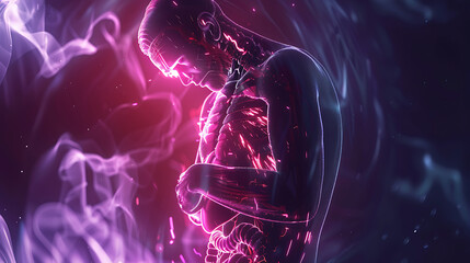 3D Rendering of Human Stomach Pain and Digestive Problems - obrazy, fototapety, plakaty
