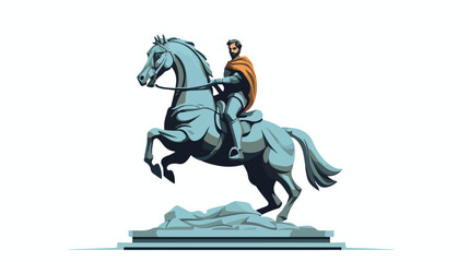 Horseman on horse statue isolated image 2d flat car