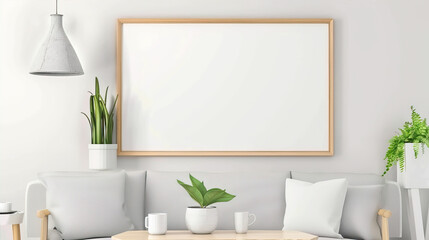 wooden frame hanging on a white wall in the room

