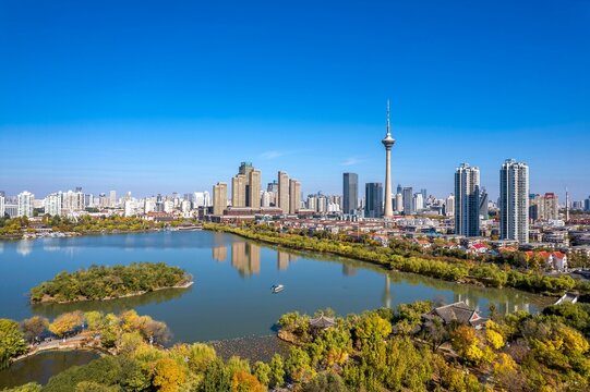 Mesmerizing shot of Shenyang, with modern skyscrapers and a tower in China