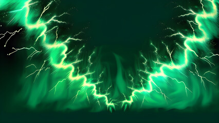 Green paint lightning bursts on black, thunderous explosion vibrant on dark canvas, dynamic burst of green paint on black, striking green lightning on ebony(Generative AI)