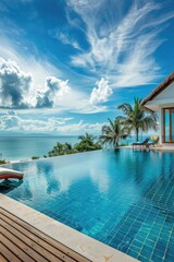 Fototapeta premium Luxury Villa with Infinity Pool Overlooking the Sea