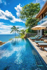 Obraz premium Luxury Villa with Infinity Pool Overlooking the Sea