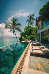 Fototapeta na wymiar Luxury Villa with Infinity Pool Overlooking the Sea