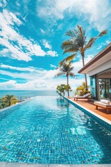 Fototapeta premium Luxury Villa with Infinity Pool Overlooking the Sea