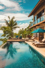 Obraz premium Luxury Villa with Infinity Pool Overlooking the Sea