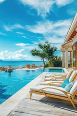 Fototapeta premium Luxury Villa with Infinity Pool Overlooking the Sea
