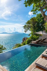 Obraz premium Luxury Villa with Infinity Pool Overlooking the Sea